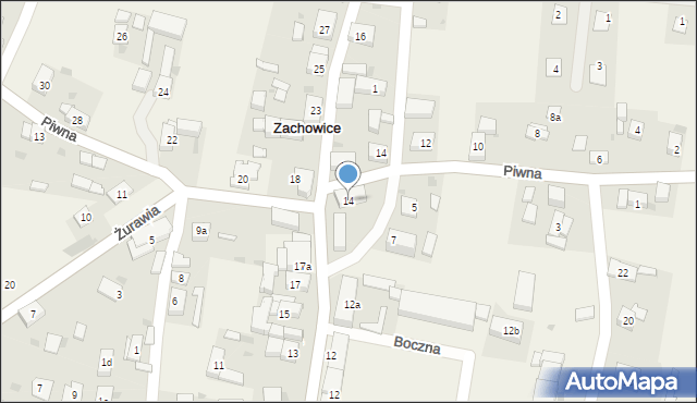 Zachowice, Słoneczna, 14, mapa Zachowice