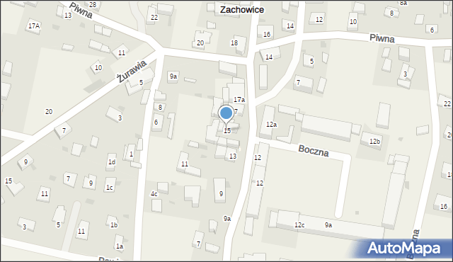 Zachowice, Słoneczna, 15, mapa Zachowice