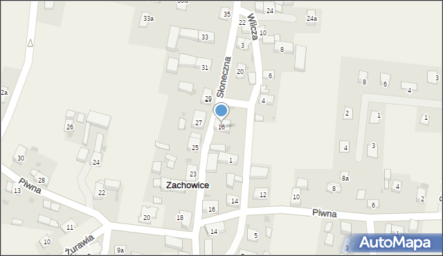 Zachowice, Słoneczna, 16, mapa Zachowice