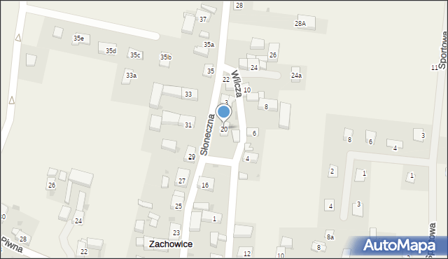 Zachowice, Słoneczna, 20, mapa Zachowice