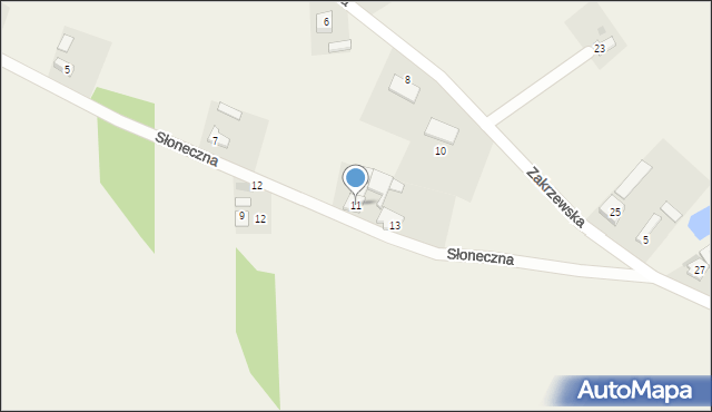 Zakrzewek, Słoneczna, 11, mapa Zakrzewek