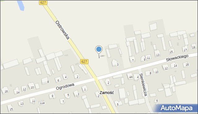 Zamość, Słowackiego Juliusza, 1, mapa Zamościa