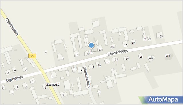 Zamość, Słowackiego Juliusza, 11, mapa Zamościa