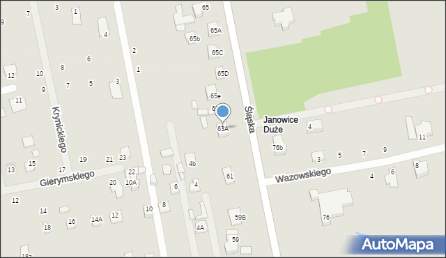 Zamość, Śląska, 63A, mapa Zamościa