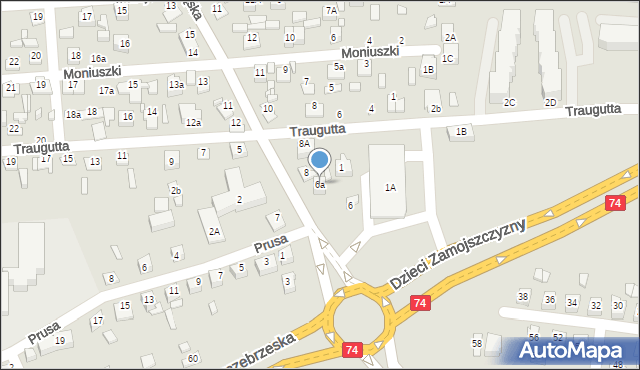 Zamość, Śląska, 6a, mapa Zamościa