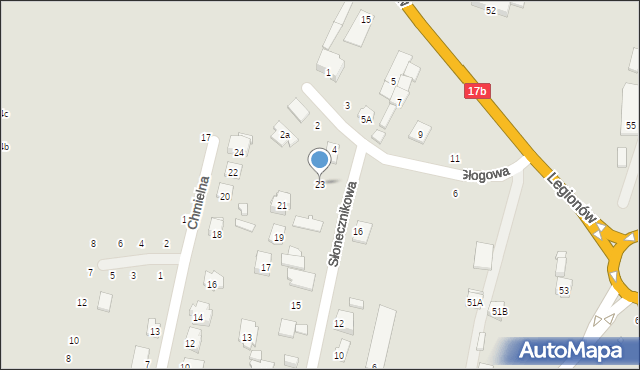 Zamość, Słonecznikowa, 23, mapa Zamościa