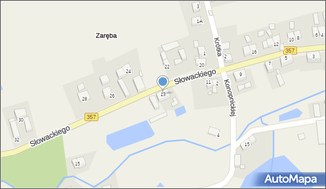 Zaręba, Słowackiego Juliusza, 13, mapa Zaręba