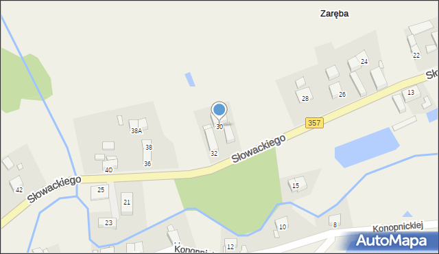 Zaręba, Słowackiego Juliusza, 30, mapa Zaręba