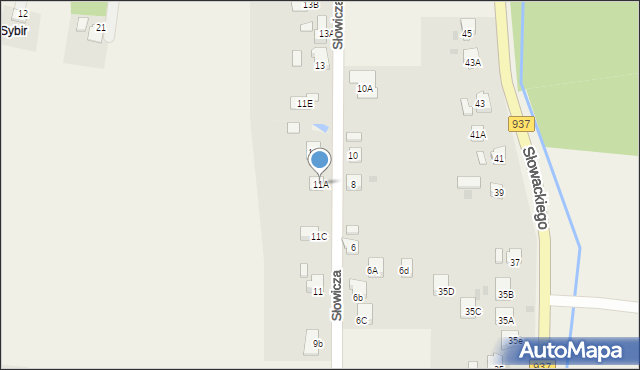 Zebrzydowice, Słowicza, 11A, mapa Zebrzydowice