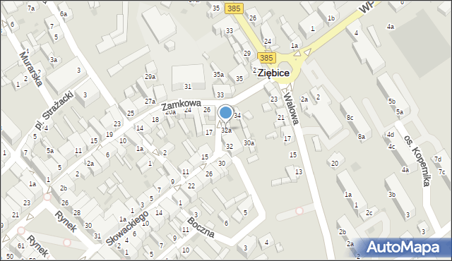 Ziębice, Słowackiego Juliusza, 32a, mapa Ziębice