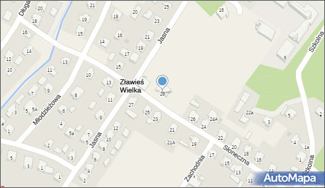 Zławieś Wielka, Słoneczna, 28, mapa Zławieś Wielka