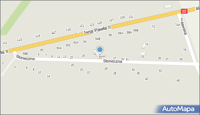 Zwoleń, Słoneczna, 23, mapa Zwoleń