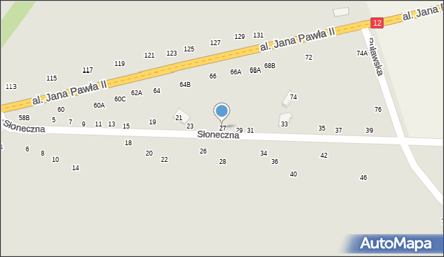 Zwoleń, Słoneczna, 27, mapa Zwoleń
