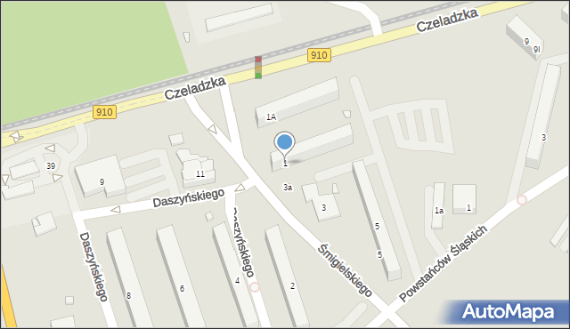 Będzin, Śmigielskiego Adama, ks. bp., 1, mapa Będzin