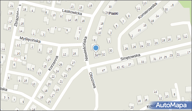 Bydgoszcz, Smętowska, 34, mapa Bydgoszczy