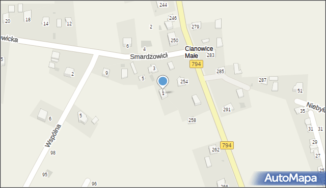 Cianowice, Smardzowicka, 1, mapa Cianowice