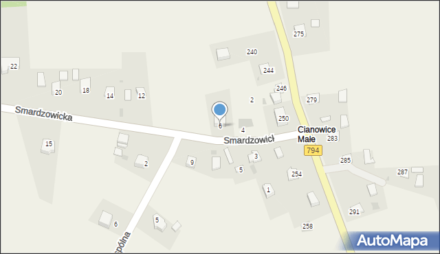 Cianowice, Smardzowicka, 6, mapa Cianowice