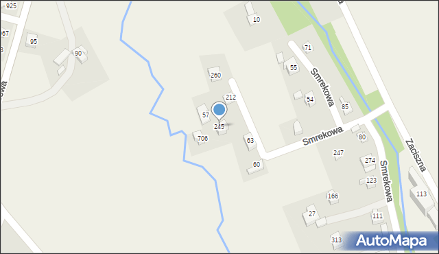 Jaworze, Smrekowa, 245, mapa Jaworze