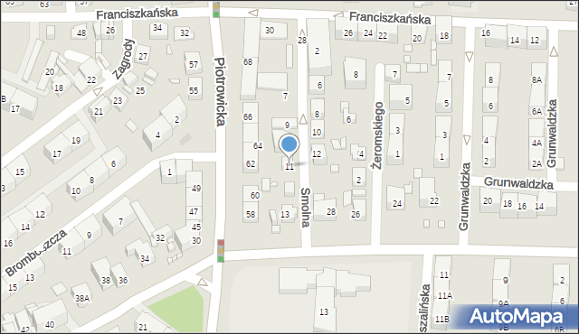 Katowice, Smolna, 11, mapa Katowic