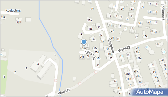 Katowice, Smugowa, 39e, mapa Katowic