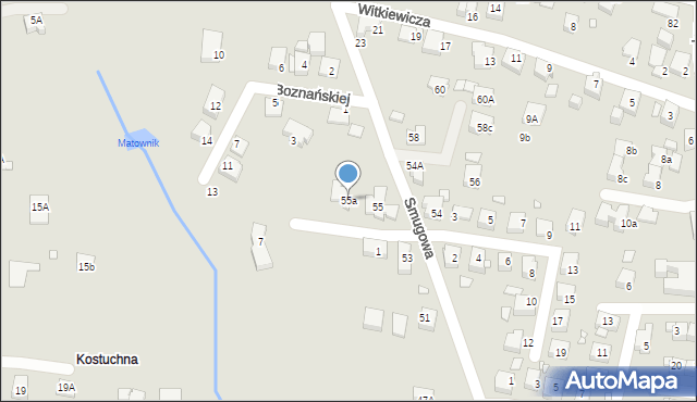 Katowice, Smugowa, 55a, mapa Katowic