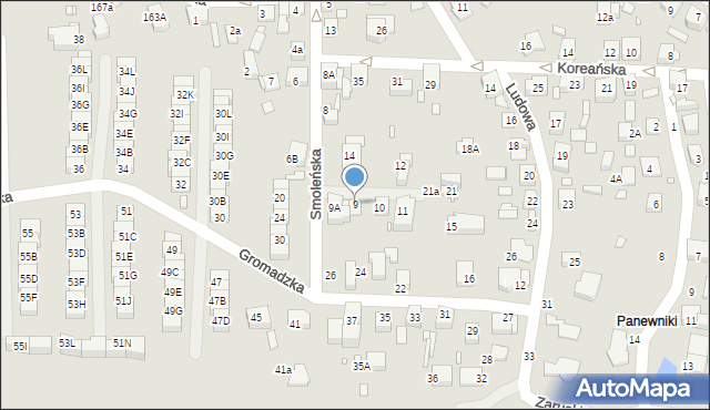 Katowice, Smoleńska, 9, mapa Katowic