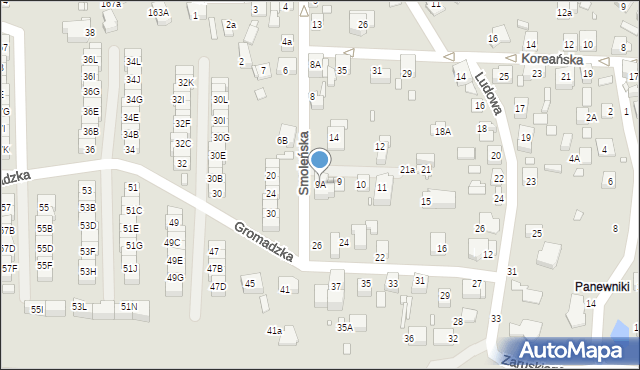 Katowice, Smoleńska, 9A, mapa Katowic