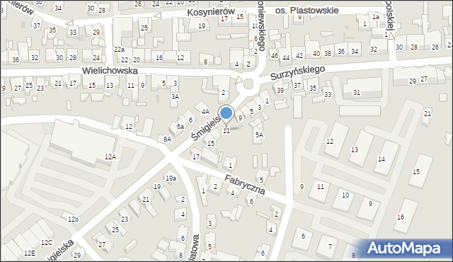 Kościan, Śmigielska, 11, mapa Kościan