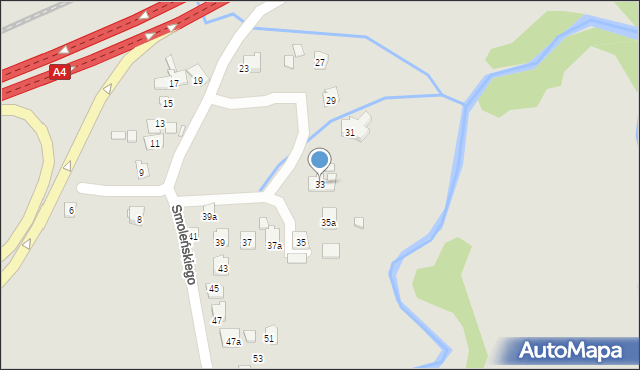 Kraków, Smoleńskiego Jerzego, 33, mapa Krakowa