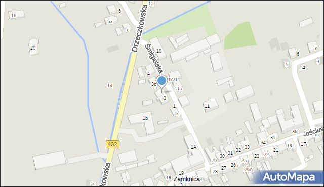 Osieczna, Śmigielska, 3a, mapa Osieczna