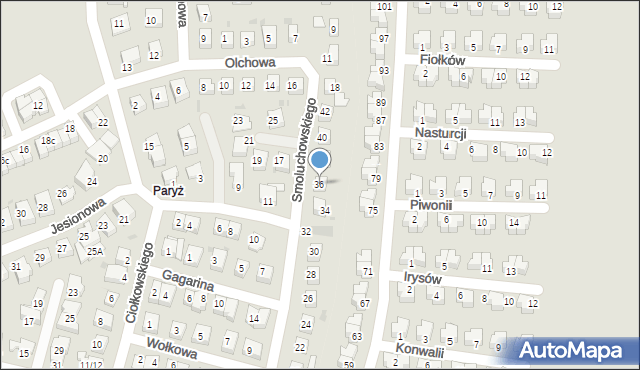 Ruda Śląska, Smoluchowskiego Mariana, 36, mapa Rudy Śląskiej