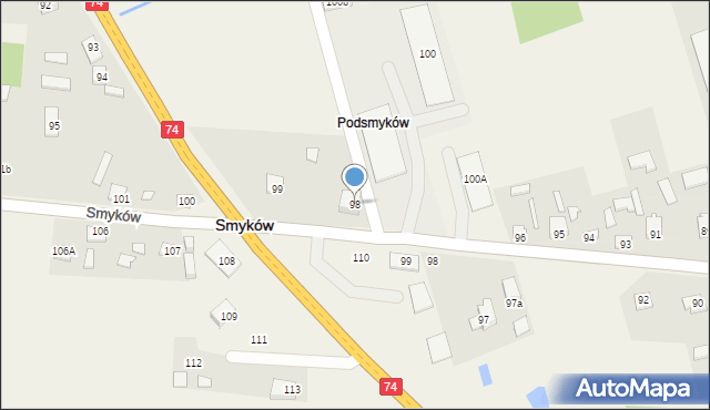 Smyków, Smyków, 98, mapa Smyków