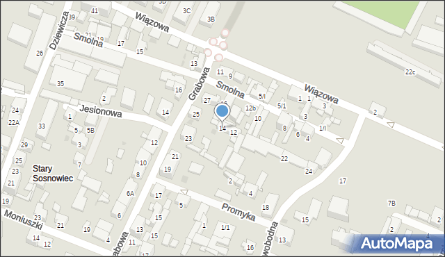 Sosnowiec, Smolna, 14, mapa Sosnowca