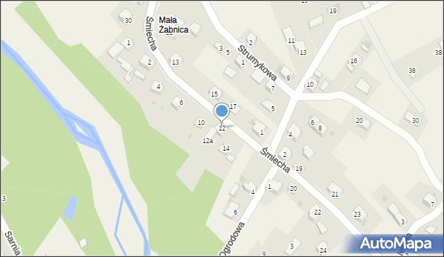 Żabnica, Śmiecha Karola, ks., 12, mapa Żabnica