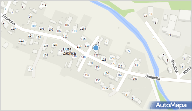 Żabnica, Śmiecha Karola, ks., 121, mapa Żabnica