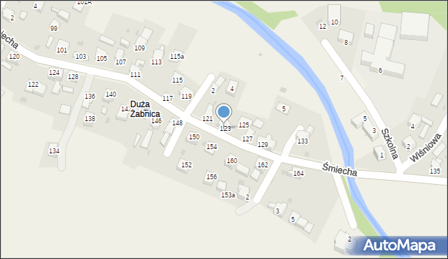 Żabnica, Śmiecha Karola, ks., 123, mapa Żabnica