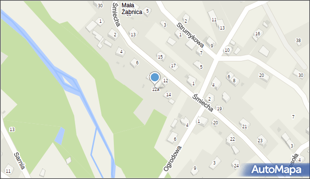 Żabnica, Śmiecha Karola, ks., 12a, mapa Żabnica