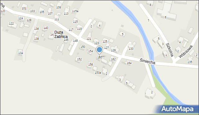 Żabnica, Śmiecha Karola, ks., 160, mapa Żabnica