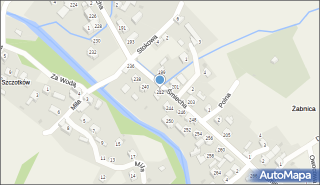 Żabnica, Śmiecha Karola, ks., 242, mapa Żabnica