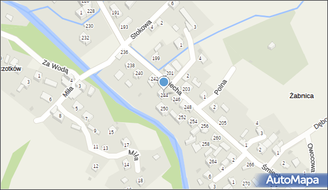 Żabnica, Śmiecha Karola, ks., 244, mapa Żabnica