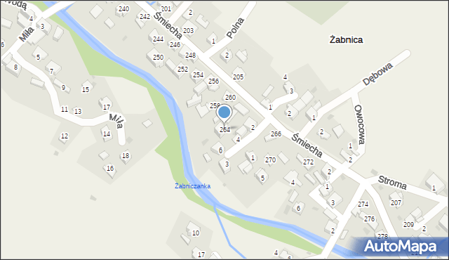 Żabnica, Śmiecha Karola, ks., 264, mapa Żabnica