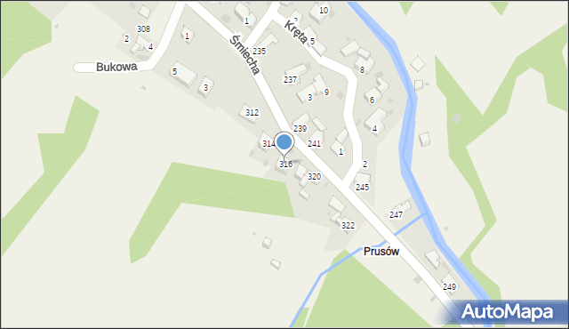 Żabnica, Śmiecha Karola, ks., 316, mapa Żabnica