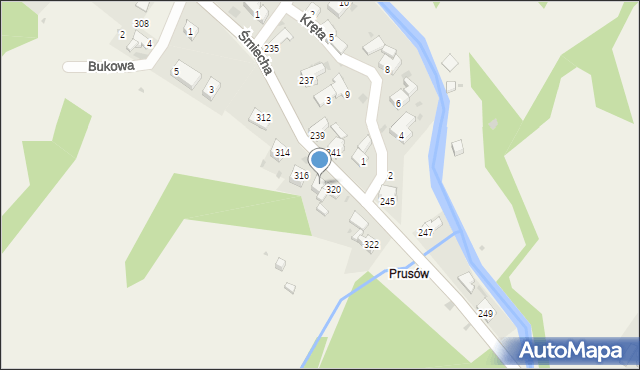 Żabnica, Śmiecha Karola, ks., 318, mapa Żabnica