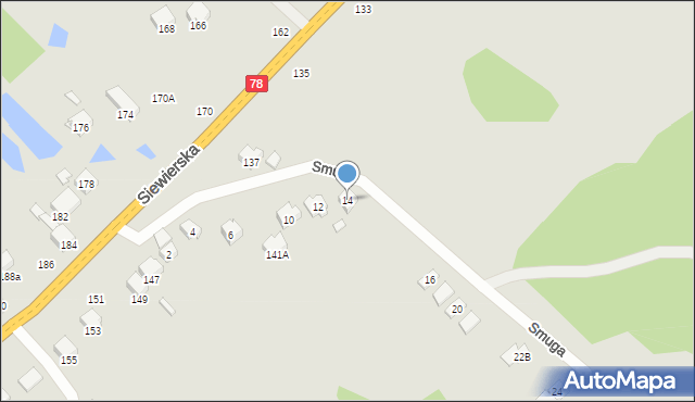 Zawiercie, Smuga, 14, mapa Zawiercie