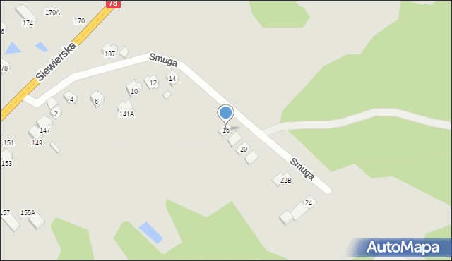 Zawiercie, Smuga, 16, mapa Zawiercie