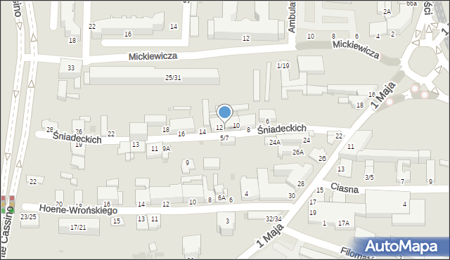 Częstochowa, Śniadeckich, 10/12, mapa Częstochowy