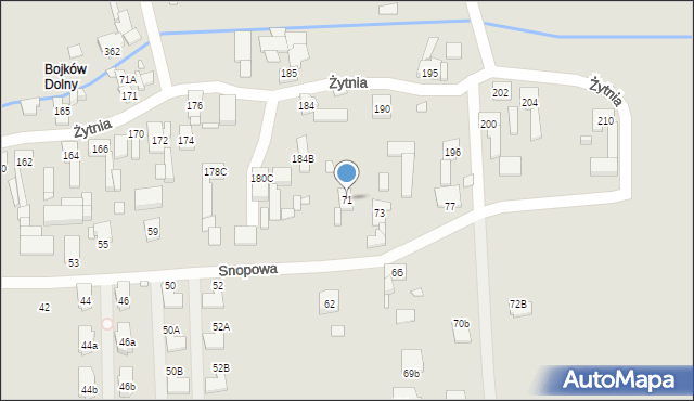 Gliwice, Snopowa, 71, mapa Gliwic