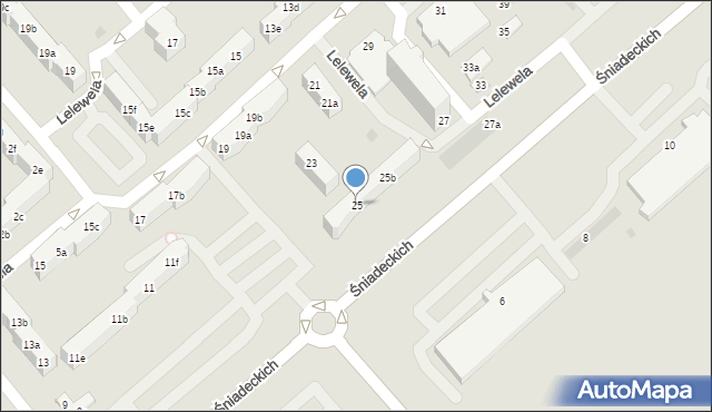 Koszalin, Śniadeckich, 25, mapa Koszalina