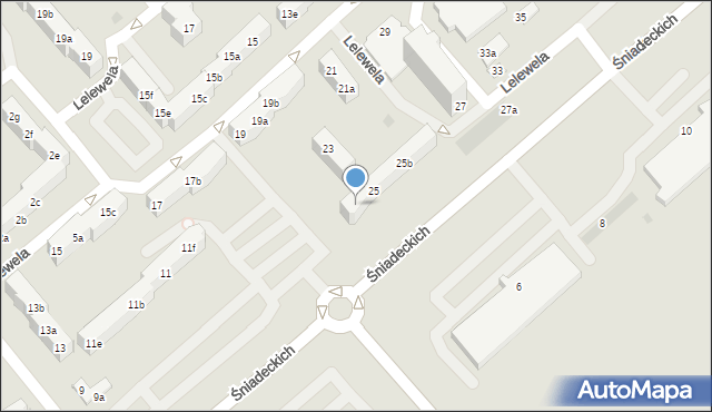 Koszalin, Śniadeckich, 25d, mapa Koszalina