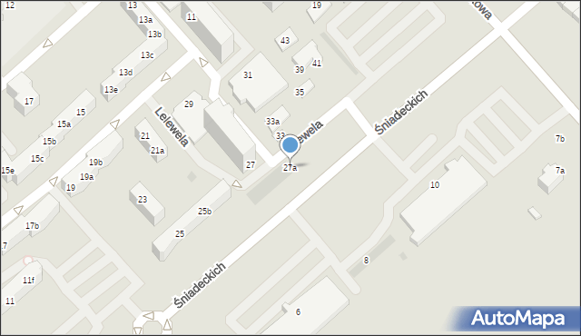 Koszalin, Śniadeckich, 27a, mapa Koszalina